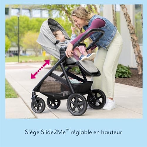 Graco Near2Me Dlx Trio, Pushchair, Baby Car Seat and Carrycot, Suitable from Age of Birth Up to Approximately 4 Years (Max 22 kg), Height Adjustable Slide2Me Seat, Grey, Ash - Image 6