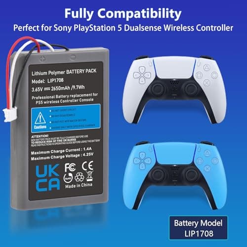 Hisewen LIP1708 PS5 Controller Replacement Battery 2650mAh for Sony PlayStation 5 DualSense CFI-ZCT1W Wireless Controller - Image 4