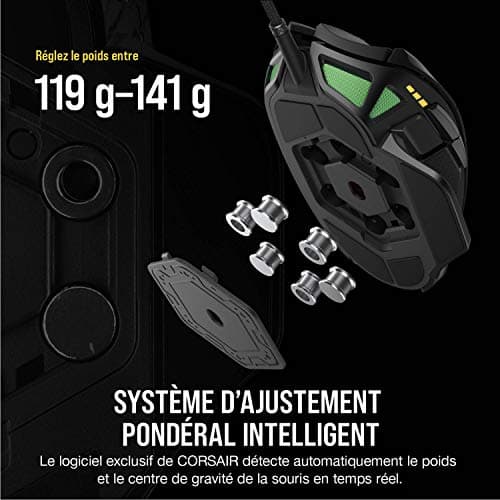 Corsair Nightsword RGB, Tunable FPS/MOBA Optical Gaming Mouse (18000DPI Optical Sensor, Weight Adjustment System, 10 Programmable Buttons, RGB LED Backlight) Black - Image 6