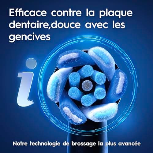 Oral-B Brosse A Dents Electrique iO 3 Noire, 3 Modes De Nettoyage Dont Blancheur, Brossage Silencieux, Capteur De Pression, Brossette De Rechange Oral B, Embout Rond, Chargeur, Etui De Voyage - Image 9