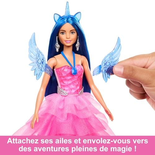 Barbie Unicorn 65th Birthday Doll With Blue Hair A Touch Of Magic, Pink Dress, Winged Unicorn And Other Accessories, Children's Toy, From 3 Years, HRR16 - Image 4