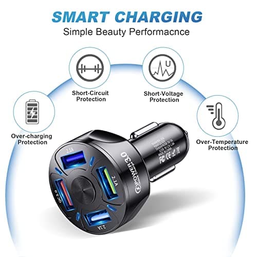 4 Ports USB Car Charger Mobile Phone Car Cigarette Lighter Charger Accessories Compatible with Tablet, iPhone, Samsung - Image 5