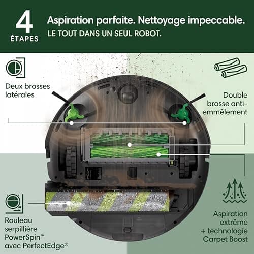 iRobot Roomba Max 705 Combo + AutoWash Base, PowerSpin Mop Roller, Roller Protection, Two Brushes, Automatic Emptying, Hot Air Drying Roller, Prevents Objects, LiDAR, Black - Image 4