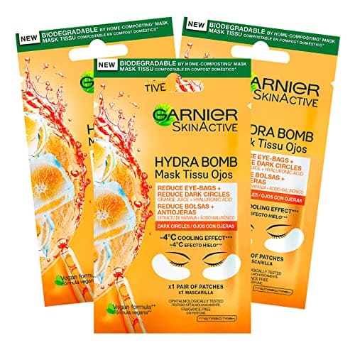 Garnier SkinActive Anti-Fatigue Eye Mask with Orange Juice and Hyaluronic Acid for Dull and Tired Eyes – 3 Packs of 1 Application - Image 3