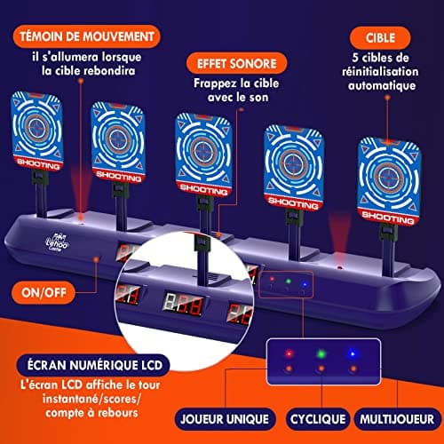 Lehoo Castle Nerf Shooting Target with Gun Toy, Electronic Target with 20 Darts, Outdoor Games for Children, Gift for Boys 3 4 5 6 7 8 Years Old - Image 4