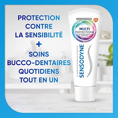 Sensodyne Dentifrice Multi-Protection Blancheur, Avec Fluorure Pour Dents Sensibles et Blanches, Aide à Soulager La Sensibilité Dentaire, 75 ml - Image 7