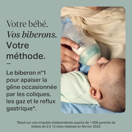 Tommee Tippee Biberons, Coffret nouveau-né Anti-colique Avancé, 4 x biberons avec 2 x tétines à débit moyen, tube de ventilation anti-colique - Image 5