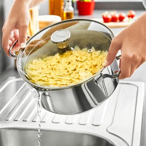 Tefal Duetto A7054663 Dutch Oven 24 cm, Induction, Stainless Steel 18/10, 10 Year Warranty, Glass Filter Lid, 3-Layer Base, Duetto - Image 6