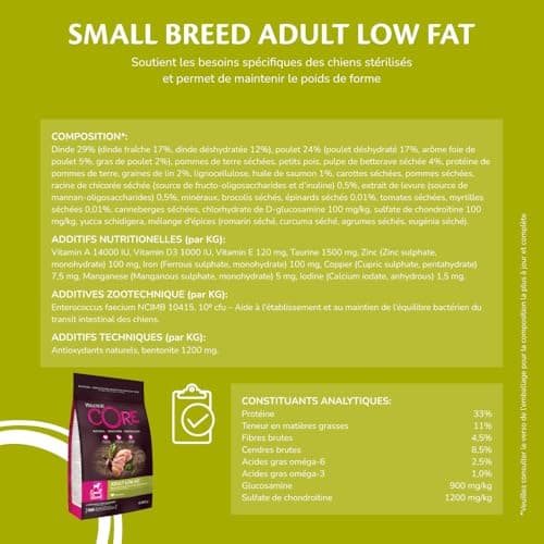 Wellness CORE Small Breed Adult Low Fat, Croquettes Chien sans Cereales, pour Chiens de Petite Race, à Haute Teneur en Viande, Dinde, 5 kg - Image 5