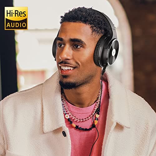 OneOdio Wired Headphones for Guitar, Piano with Mic, Lightweight Comfort with Sharing Port, Hi-Fi and Hi-Res Audio, Over Ear for Phone, PC, Keyboard, Studio, DJ, Black - Image 4