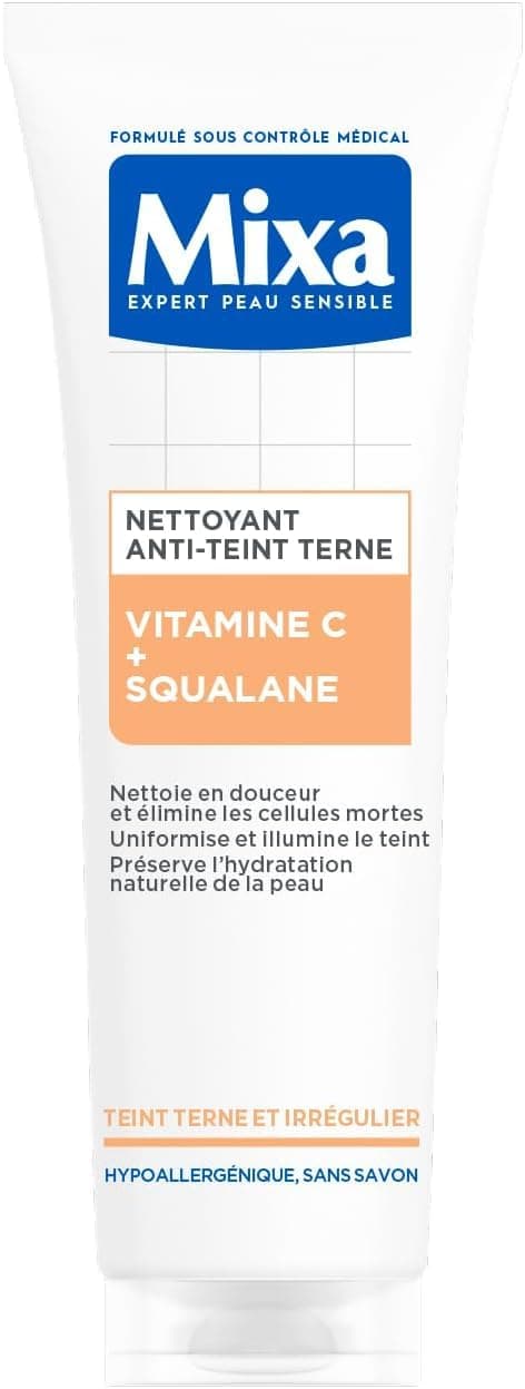 Mixa - Anti-Dull Comfort Cleanser with Vitamin C and Squalane - Skin with Dull and Irregular Complexion - Protective Moisturizing Facial Care - Gentle Make-up Remover - 150 ml
