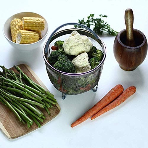 6QT Stainless Steel Steamer Basket with Handle for Instant Pot Accessories Fits Most Pressure Cookers - Steaming Vegetables, Eggs, 6qt Black - Image 5