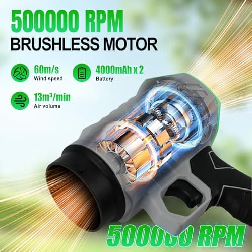 Cordless Leaf Blower for Makita 500,000 RPM Motor Lightweight Dust Cleaner with Adjustable Speed 215km/h Air Flow Electric Blower for Snow Blowing Dry - Image 3
