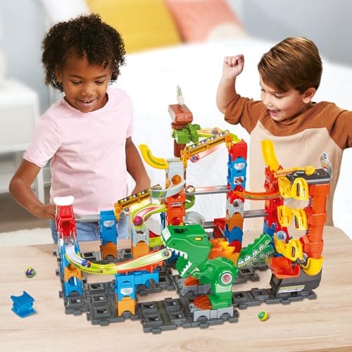 VTech - Marble Rush, Electronic Ball Circuit Dino Adventure Magnetic Set XL400E, Dinosaur Magnetic Building Set, 100 Pieces, 10 Balls, Gift for Children from 4 Years Old - Image 7