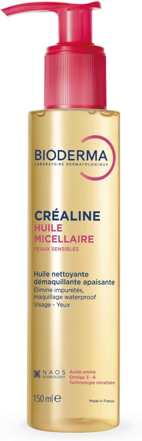 BIODERMA Sensibio Micellar Oil - Cleanses, Removes Makeup, Soothes - Removes Waterproof Makeup from Eyes and Lips - Sensitive Skin - Pump Bottle 150 ml
