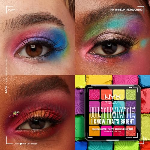 NYX Professional Makeup Palette de Fards à Paupières Ultimate Shadow, 16 couleurs, Finition Intense et Longue Durée, Formule Vegan Sans Ingrédients d'Origine Animale ou Dérivé, I Know That's Bright - Image 3