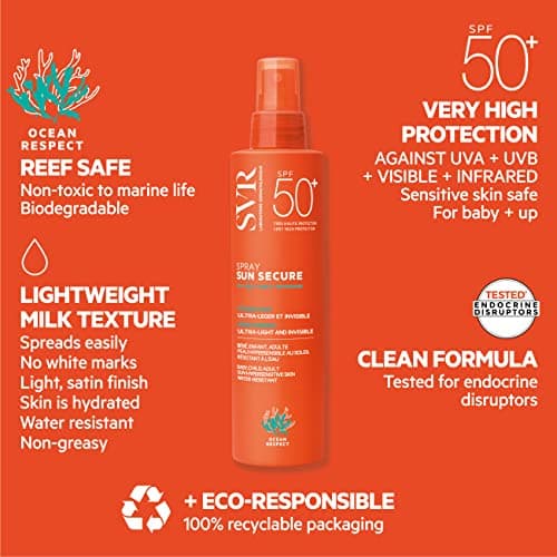SVR - Sun Secure Spray SPF50+ - Soin solaire haute protection – Protège contre UVA, UVB, lumière visible & infrarouge – Pour toute la famille – Niacinamide, Vitamine E – 200 ml - Image 6