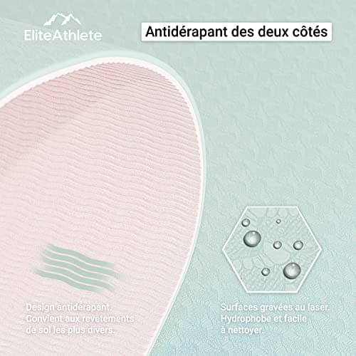 EliteAthlete Tapis yoga - Tapis de sport - Tapis fitness - Tapis de gymnastique antidérapant - Fitness Pilates - Tapis de gym - 183 x 61 x 0,6 cm - Tapis d'exercice avec sangle de transport + sac - Image 6