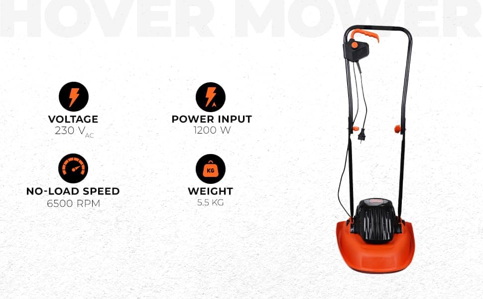 BLACK+DECKER BEMWH551-QS BEMWH551-QS 1200 W Wired Lawn Mower Electric 30 cm 3 Adjustable Heights 20, 40 and 60 mm Lightweight Lawn Mower with Pram Handle, Ideal for up to 250 m², Orange - Image 4