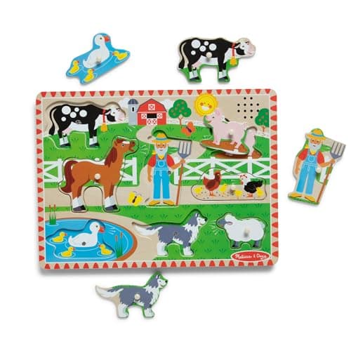 Melissa & Doug - 8-Piece Farm Sound Puzzle - Old Macdonald - Children's Puzzle - Wooden Toy - Learning Game - Educational Development and Creative Toy - Gift for Children 2 Years and Above - Image 5