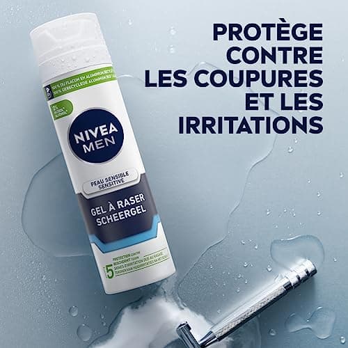 NIVEA MEN Sensitive Skin Shaving Gel (1 x 200 ml), shaving cream enriched with chamomile and witch hazel, 0% alcohol shaving treatment for men with sensitive skin - Image 7