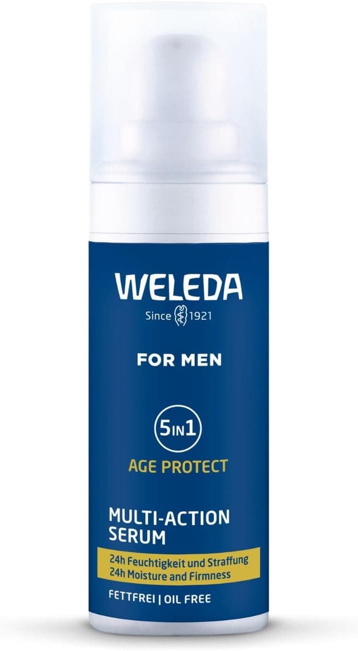 WELEDA Sérum Multiaction 5en1 Homme – Soin Visage Homme Anti-Âge, Hydratation 24h, Réduit Rides & Signes De L’Âge, Grenade & Prunellier Antioxydants, Aloe Vera Bio, Vegan NATRUE, 30ml - Image 1