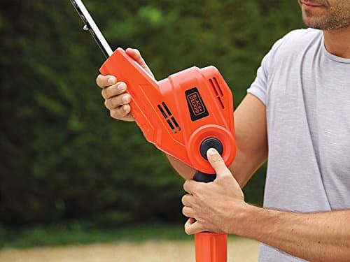 BLACK+DECKER Hedge Trimmer on Pole 550 W, Electric Hedge Trimmer 51 cm with Asymmetrical Blade, Telescopic Handle, Swivel Head and Double Switch, Distance 22 mm, PH5551-QS Black/Orange - Image 3