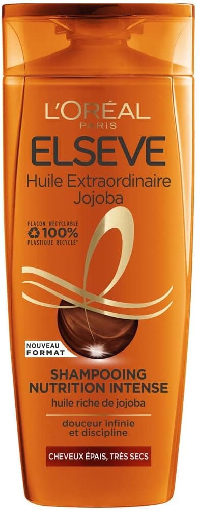 L'Oréal Paris - Intense Nutrition Shampoo For Thick and Very Dry Hair - Disciplined Hair - Rich Jojoba Oil - Elseve Extraordinary Oil - 300ml - Image 1