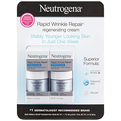 Neutrogena Fast Wrinkle Repair Retinol Regenerating Face Cream and Hyaluronic Acid Anti Wrinkle Moisturizing Face, Neck Cream, with Hyaluronic Acid and Retinol, 1.7 oz (Pack of 2) - Image 2