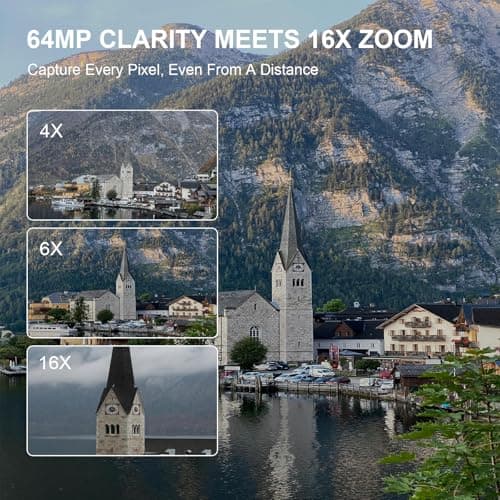 6K 64MP Digital Camera for Vlog with WiFi, 64GB TF Card, Microphone, Autofocus, 16X Zoom Compact and Portable Camera for YouTube, Travel, Beginners, Macro Lens and Wide Angle - Image 5