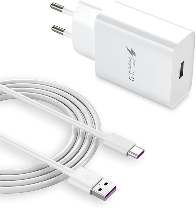Samsung HECHOBO Super Fast 3.0 Mains Charger for Samsung Huawei P40 P30 P20 Lite Pro P50 P10 P9 Plus Xiaomi Google HTC LG Oppo Meiuzu ZTE Oneplus Nokia Sony etc. with Type C Cable 2 m
