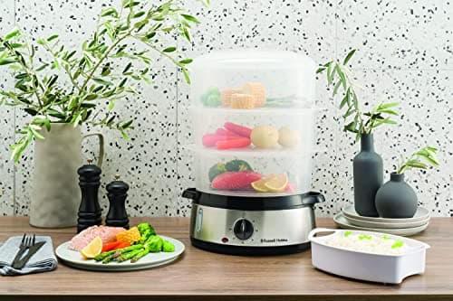 Russell Hobbs Cook@Home Steamer [Large Capacity] (800 W, 9 L, 3 Levels, 1 Rice Cooker Basket + 6 Egg Holders Included, Digital Screen, Programmable Timer, 3 Baskets Without BPA) 19270-56 - Image 3