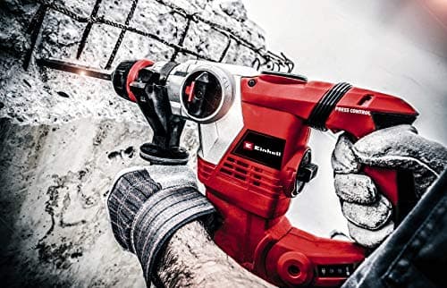 Einhell TE-RH 32 4F Hammer Drill Kit (1250 W, 5.0 Joules, Concrete Drilling Power, SDS-Plus, Anti-Vibration Handle, with Electronic Box, 3 Drills, Sharp Chisels), Red - Image 5