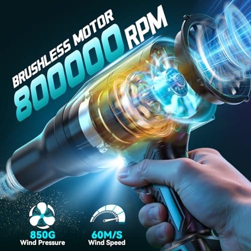 Ecarke Cordless Blower Compatible with Makita 18V Batteries, Brushless Motor 80.000 RPM, Air Speed 60 m/s & 850 g Pressure, Portable Blower for Leaves, Dust & Snow (without Battery) - Image 3
