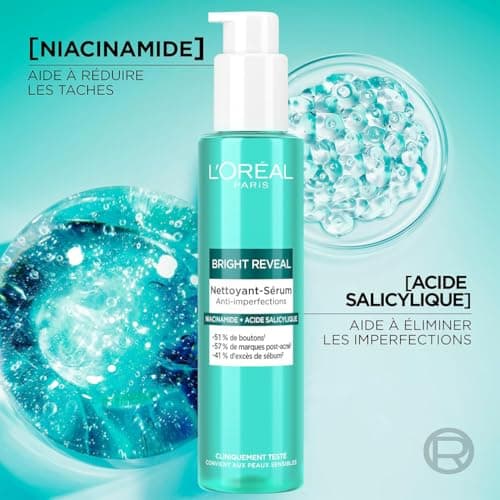L’Oréal Paris - Routine Anti-Imperfections Nettoyant + Peeling Exfoliant - Acide Salicylique, [AHA + BHA + PHA] & Niacinamide - Lisse & Uniformise le Teint - Pour Tous Types de Peau - Bright Reveal - Image 4