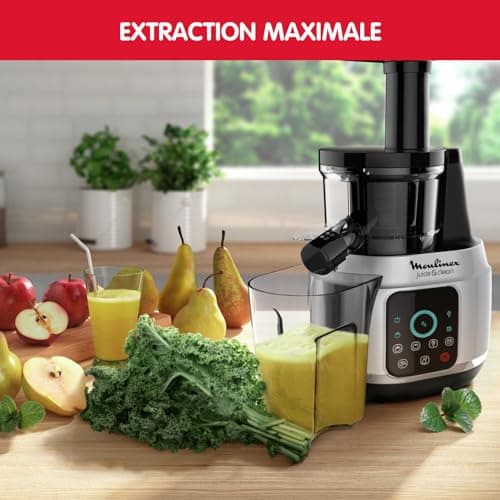 Moulinex Juice & Clean ZU420E10 Fruit and Vegetable Juice Extractor, Vitamin Juice, Press, 150 W, 42 to 83 RPM, Fresh Fruit Juice, Jam, Grout, Sorbet, Automatic Cleaning - Image 4
