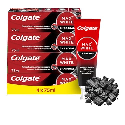 COLGATE - Dentifrice Blanchissant MAX WHITE | Dentifrice au Charbon Actif | Dentifrice Blanchissant | 99 % d'ingrédients d'origine naturelle | Dentifrice COLGATE Lot de 4 x 75ml - Image 3