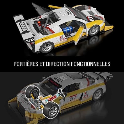 Mattel Brick Shop Hot Wheels 2015 Audi R8 LMS Elite Series Mattel Brick Shop Construction Set, with 820 Pieces, Realistic Details and Custom Stickers, JFT18 - Image 7