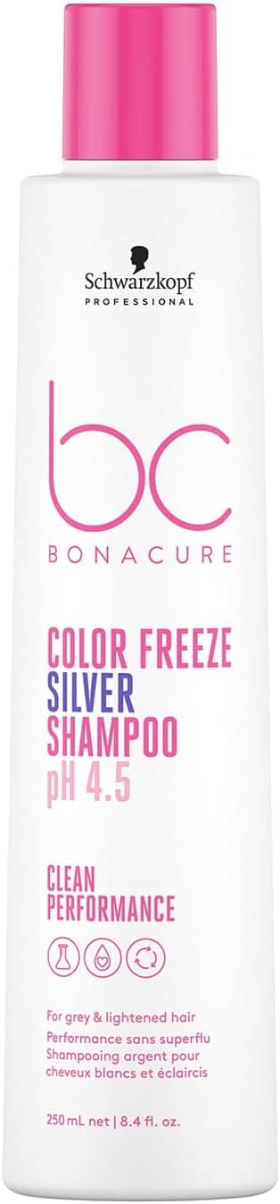 Schwarzkopf Professional Bonacure Color Freeze Silver Shampoo Blonde Grey And Lightened Hair Removes Yellow Tones Revive Cold Tones With Vegan Keratin Without SLS SLES 250ml