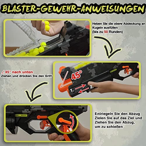 Blaster Gun with Protective Glasses and 100 Cartridges Compatible with Nerf Hyper Rounds Darts, Easy Refill, Holds Up to 50 Cartridges - Image 5
