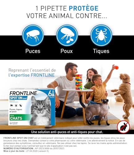 FRONTLINE Spot-On Cat Anti-Fleas, Ticks & Lice Crushers – Protects for 4 Weeks Against Fleas/2 Weeks Against Ticks – Made in France – 6 Pipettes - Image 6