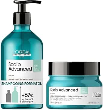 L'Oréal Professionnel, Purifying & Detoxifying Anti-Greasy Routine, Scalp Advanced Scalp & Oily Hair, Dermo-Purifying Shampoo, Multi-Use Detoxifying Clay Shampoo & Mask 2-in-1, Scalp Advanced - Image 1