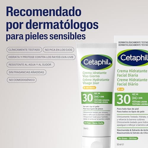 Cetaphil Crème Hydratante Visage SPF 30, Soin Solaire Hydratant pour Peaux Sensibles, Texture Légère, à la Niacinamide, Hydratation 24 h - Image 5