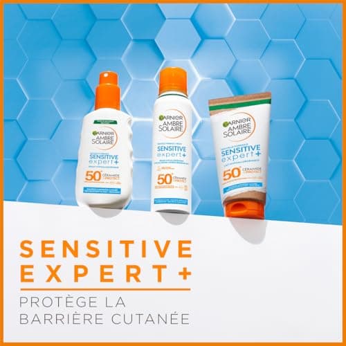 GARNIER Ambre Solaire Sensitive Expert+ - Lait Solaire FPS 50+ - Protège des UVA, UVB, & UVA Longs - Texture Légère - Résiste à L'eau - Céramides - Tous Types de Peaux - 175 ml - Image 8