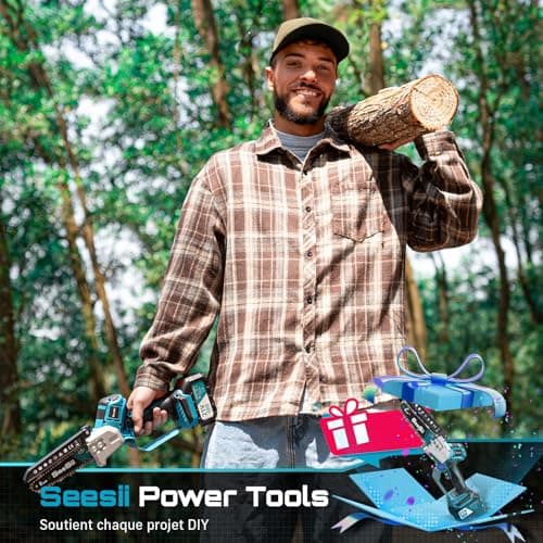 SEESII Mini 6 Inch Battery Chainsaw, Brushless Electric Chainsaw, with 2 x 4000 mAh Battery, Automatic Lubrication, Compatible with Makita 18V, Ideal for Outdoor and Gardening - Image 3