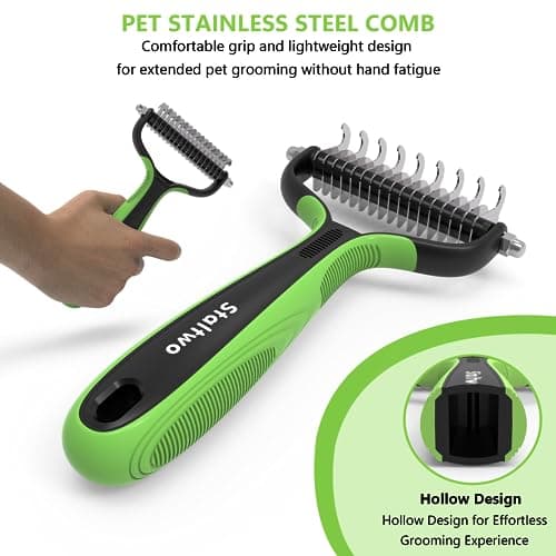 Pet Grooming Supplies - Dog Cat Brush, Undercoat Deshedding Rake, Furminator Dog Grooming Brush, Green Dog Comb, Dog Brush - Image 6