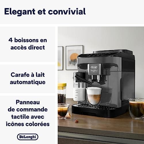 De'Longhi Magnifica Evo - Perfetto Automatic Coffee Machine with LatteCrema Automatic Milk Frother, 4 Saved Drinks, Soft Touch Controls, Dark Grey (ECAM292.52.GB) - Image 3