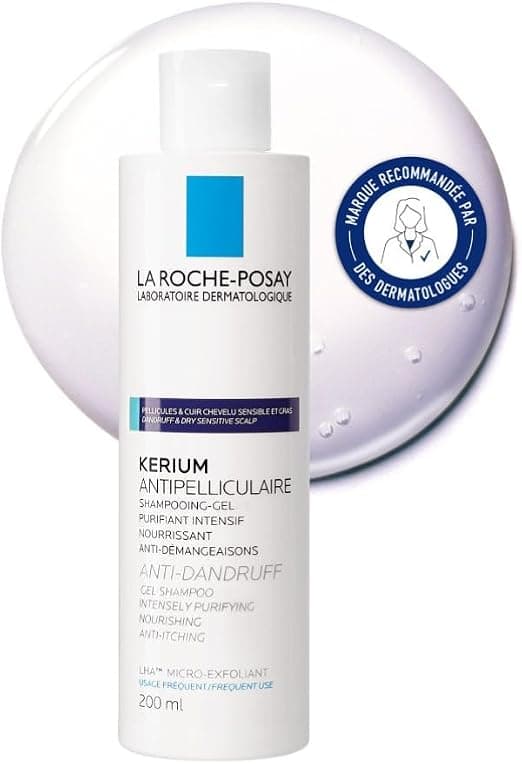 La Roche-Posay, Kerium, Anti-Dandruff Shampoo, Soothes & Purifies, Enriched with Vitamin PP, Suitable for Oily Scalps, 200 ml - Image 1