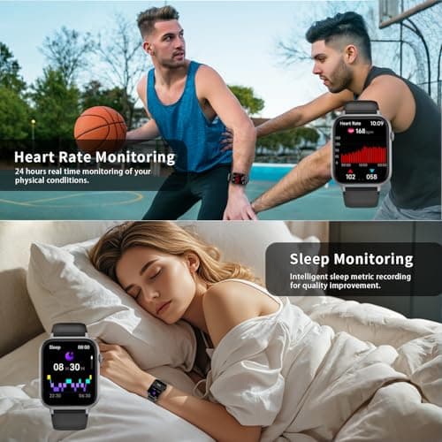 Montre Connectée Homme Femme, 1.85" HD Smartwatch avec 113+ Modes Sportifs, IP68 Montre Intelligente avec Podometre/Cardiofrequencemetre/Sommeil, Bracelet Montre Intelligente pour Android iOS - Image 5