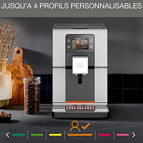 Krups Coffee Bean Machine, Pressure 15 bar, 17 drinks, Coffee Bean with Grinder, One Touch Cappuccino System, Touch Screen, Indicator Lights, Intuition Experience, Black EA876D10 - Image 6